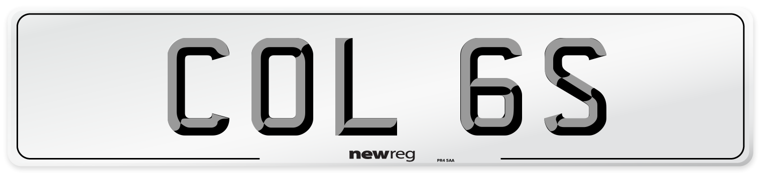 COL 6S Number Plate from New Reg